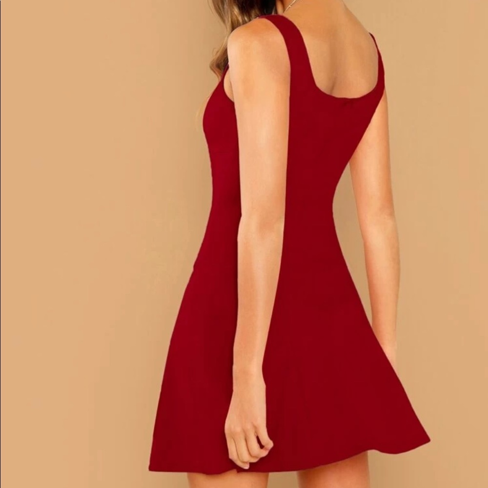 Square neck solid tank swing dress pastel pink - Picture 8 of 8